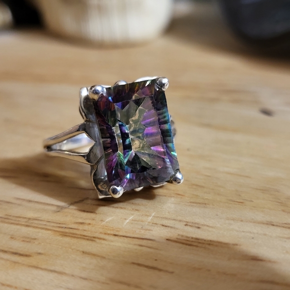 Vintage Mystic Fire Topaz & Sterling Silver Ring